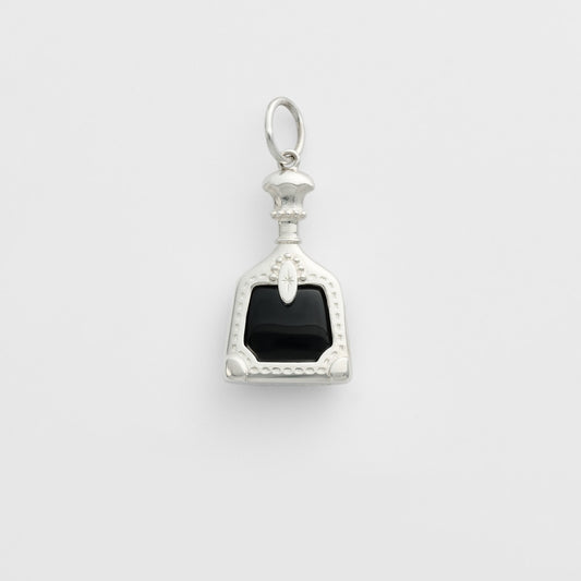 Silver Labradorite/Onyx Charm
