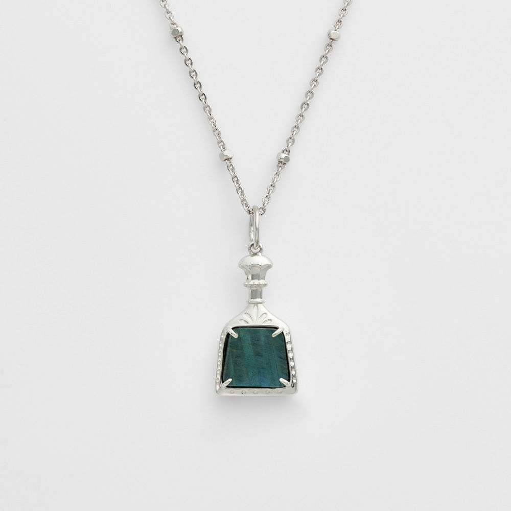 Silver Labradorite/Onyx Charm