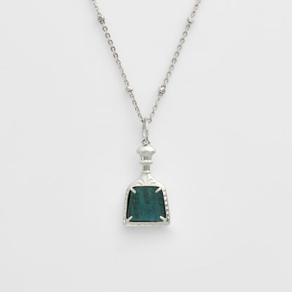 Silver Labradorite/Onyx Charm