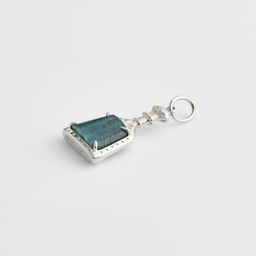Silver Labradorite/Onyx Charm