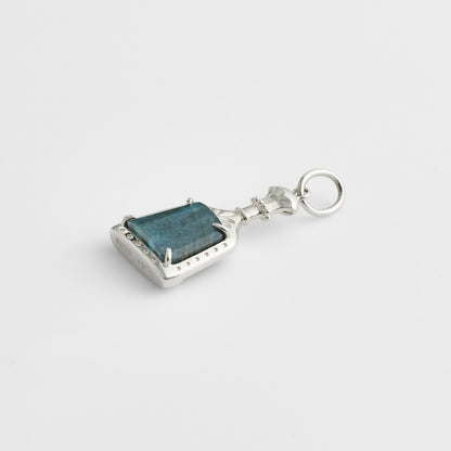 Silver Labradorite/Onyx Charm