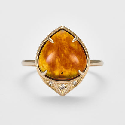 K10 Amber/Diamond Ring