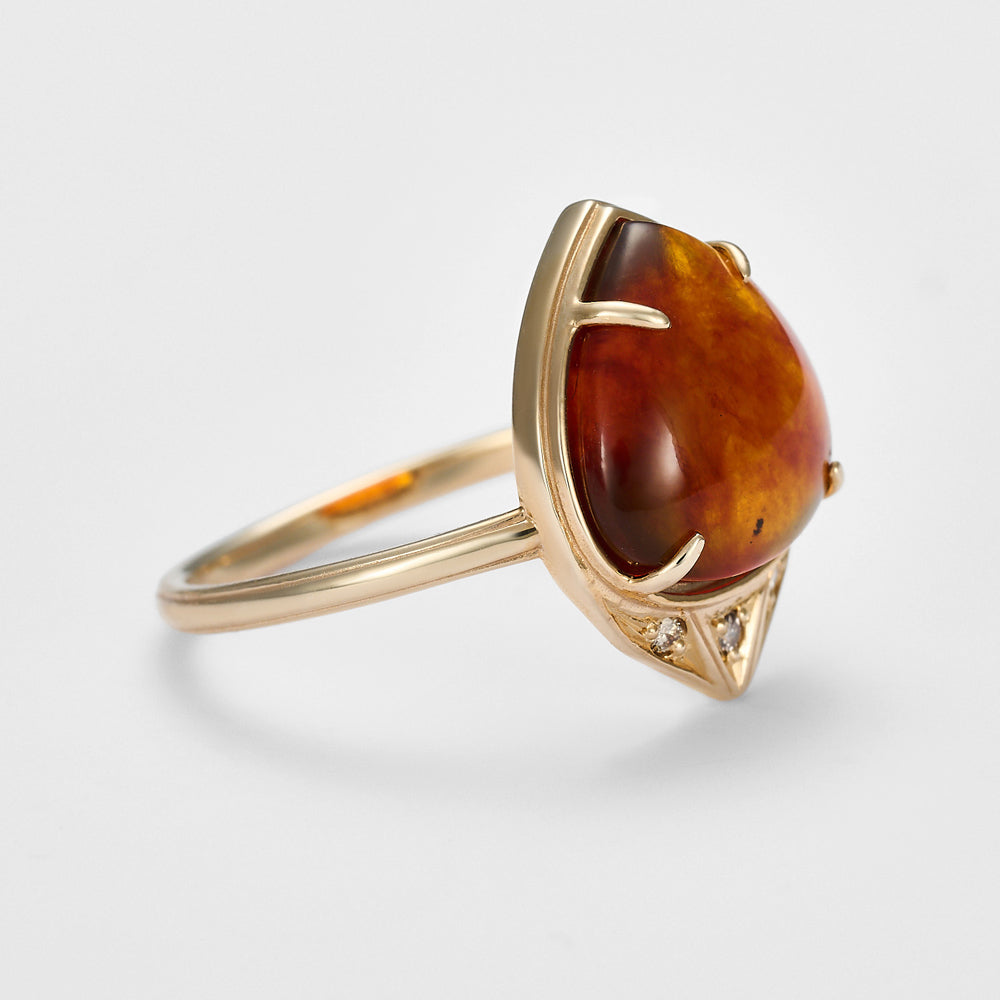 K10 Amber/Diamond Ring