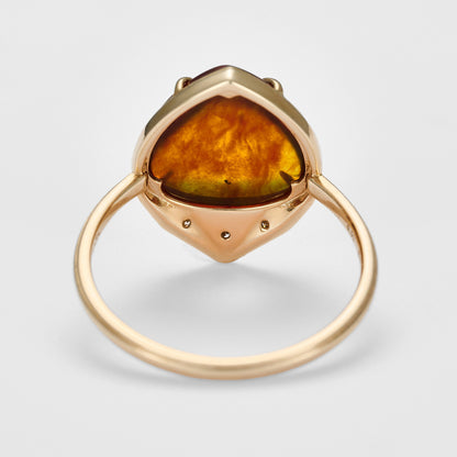 K10 Amber/Diamond Ring