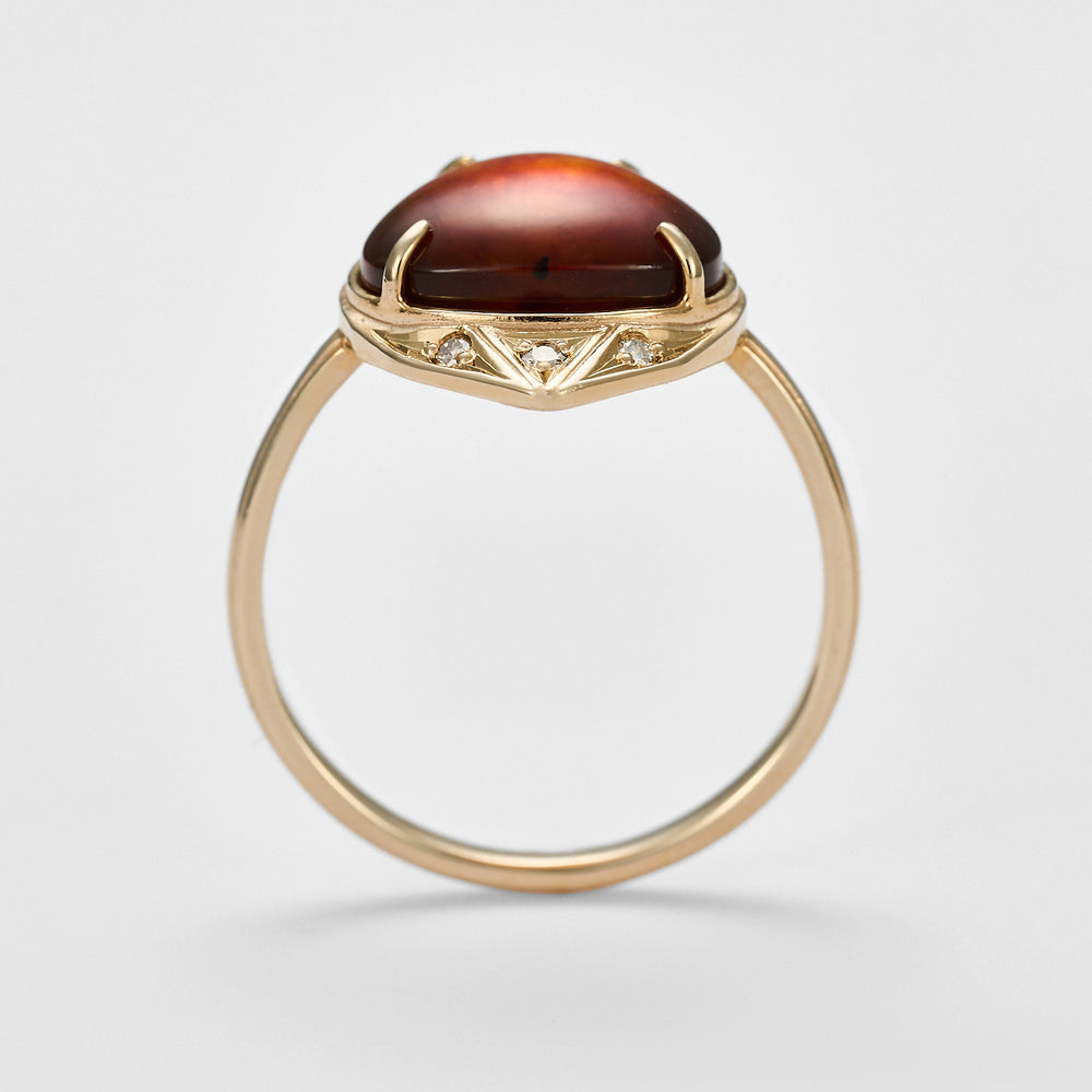 K10 Amber/Diamond Ring