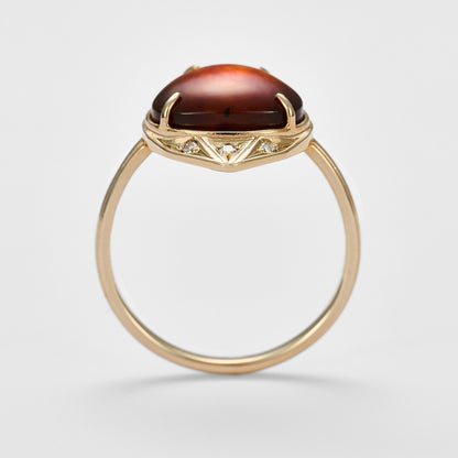 K10 Amber/Diamond Ring
