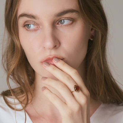 K10 Amber/Diamond Ring