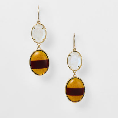 Gold Labradorite/Amber Earrings