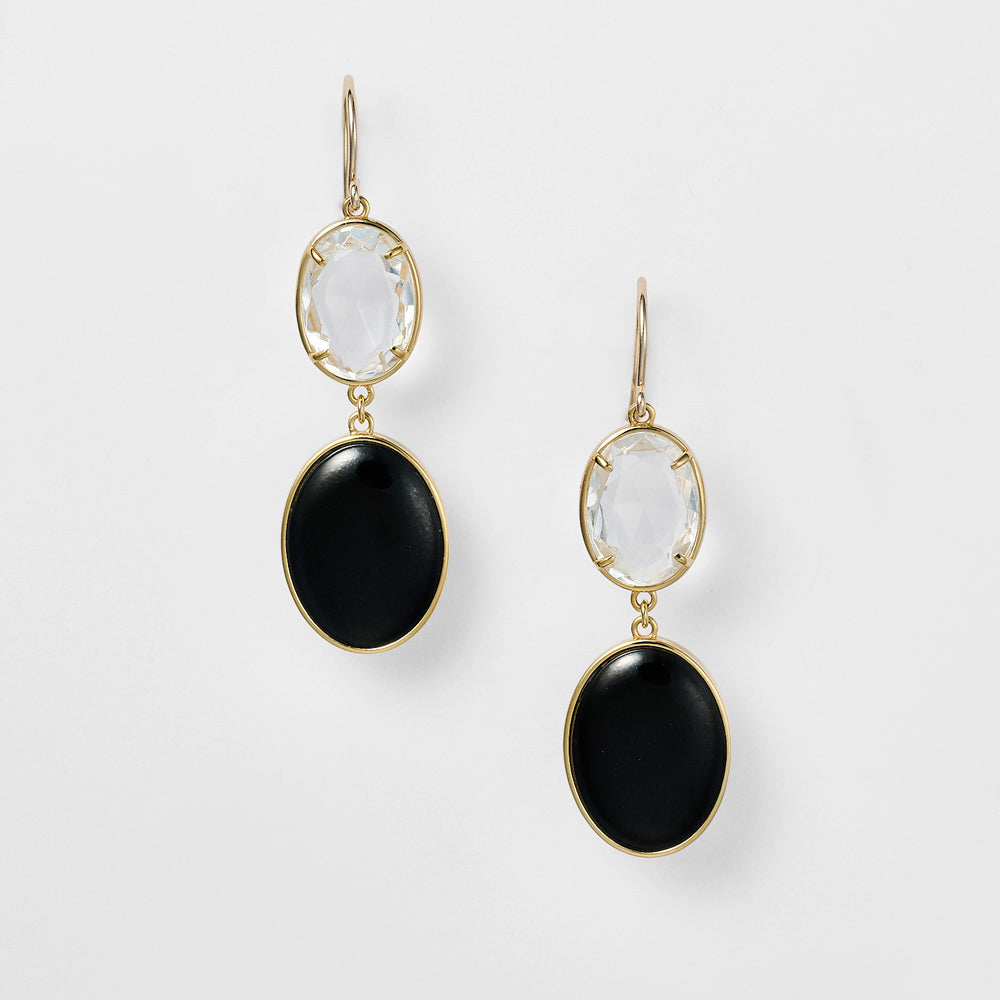 Gold Quartz/Jet Earrings