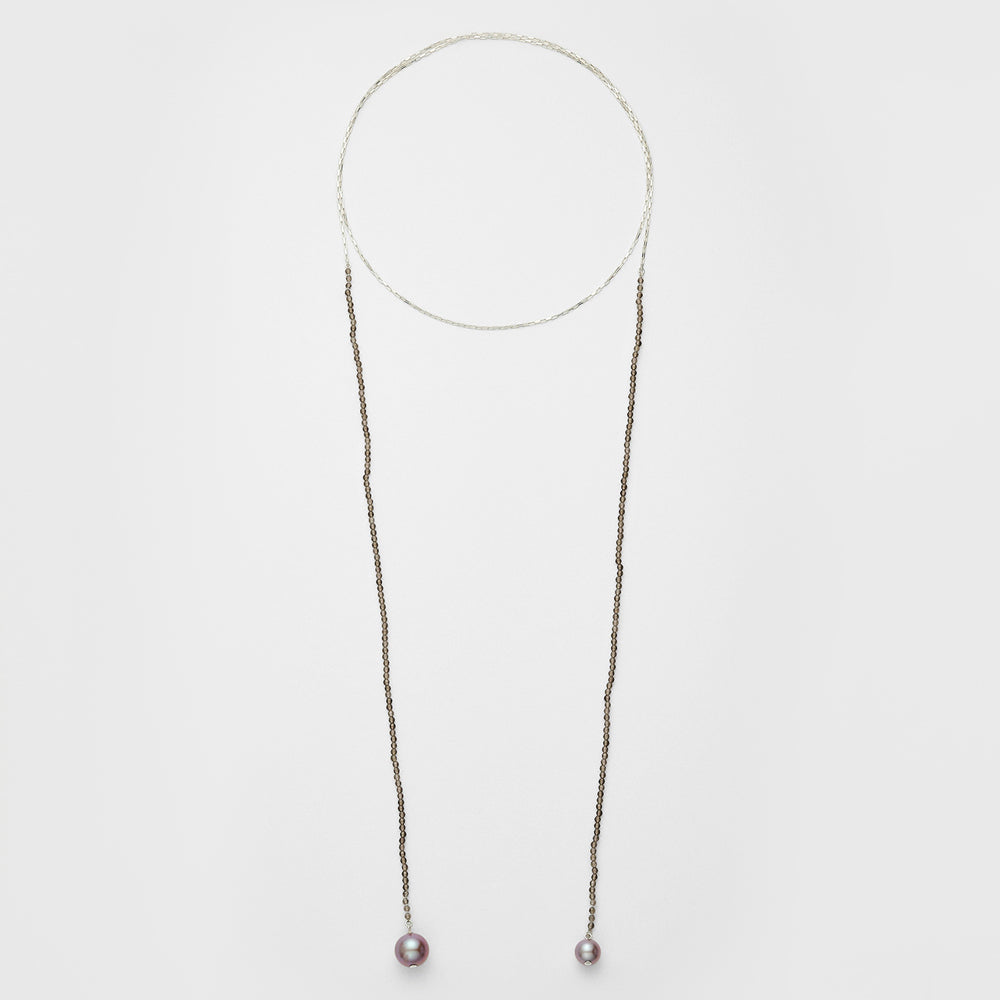 Silver Smoky Quartz/Freshwater Pearl Necklace