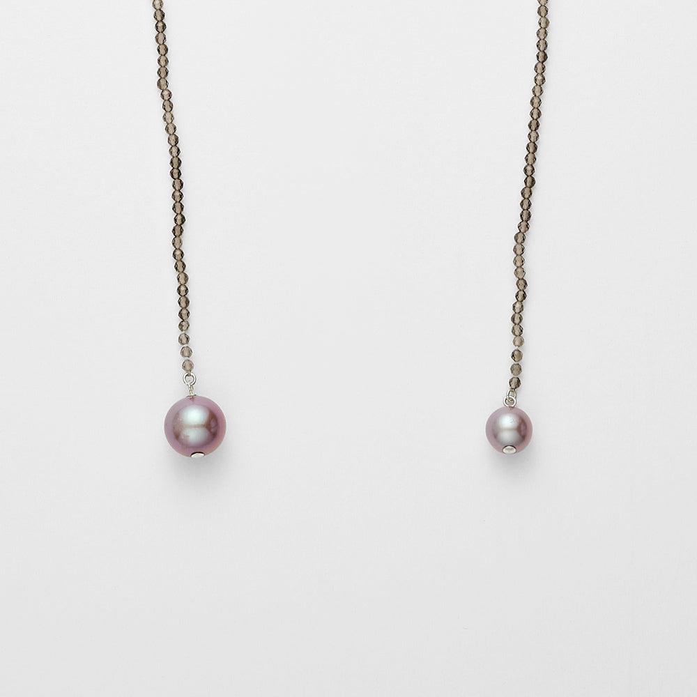 Silver Smoky Quartz/Freshwater Pearl Necklace