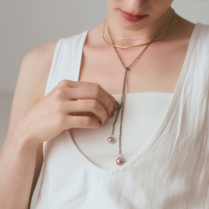 Silver Smoky Quartz/Freshwater Pearl Necklace