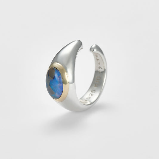 Silver/K10 Dark Opal Ear Cuff (Single)