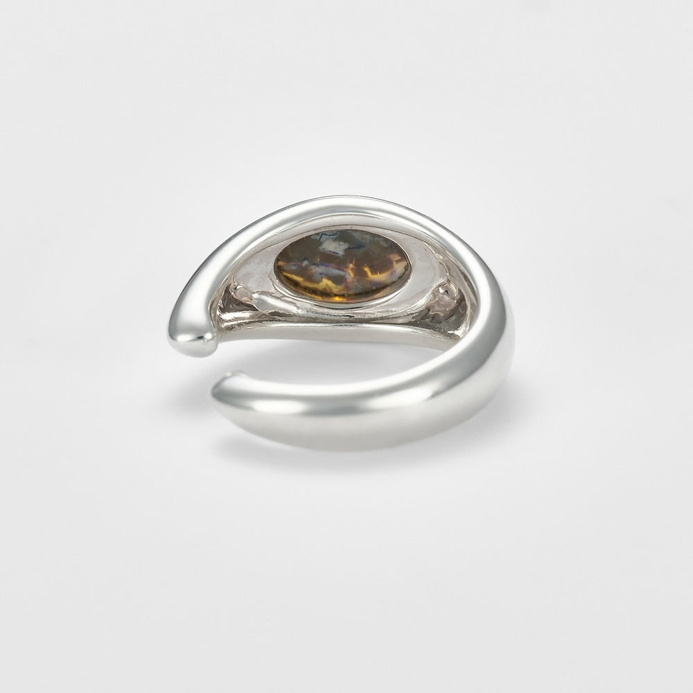 Silver/K10 Dark Opal Ear Cuff (Single)