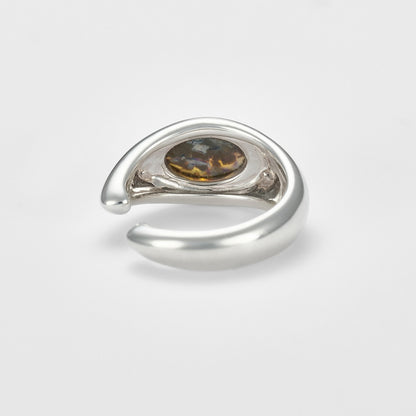 Silver/K10 Dark Opal Ear Cuff (Single)