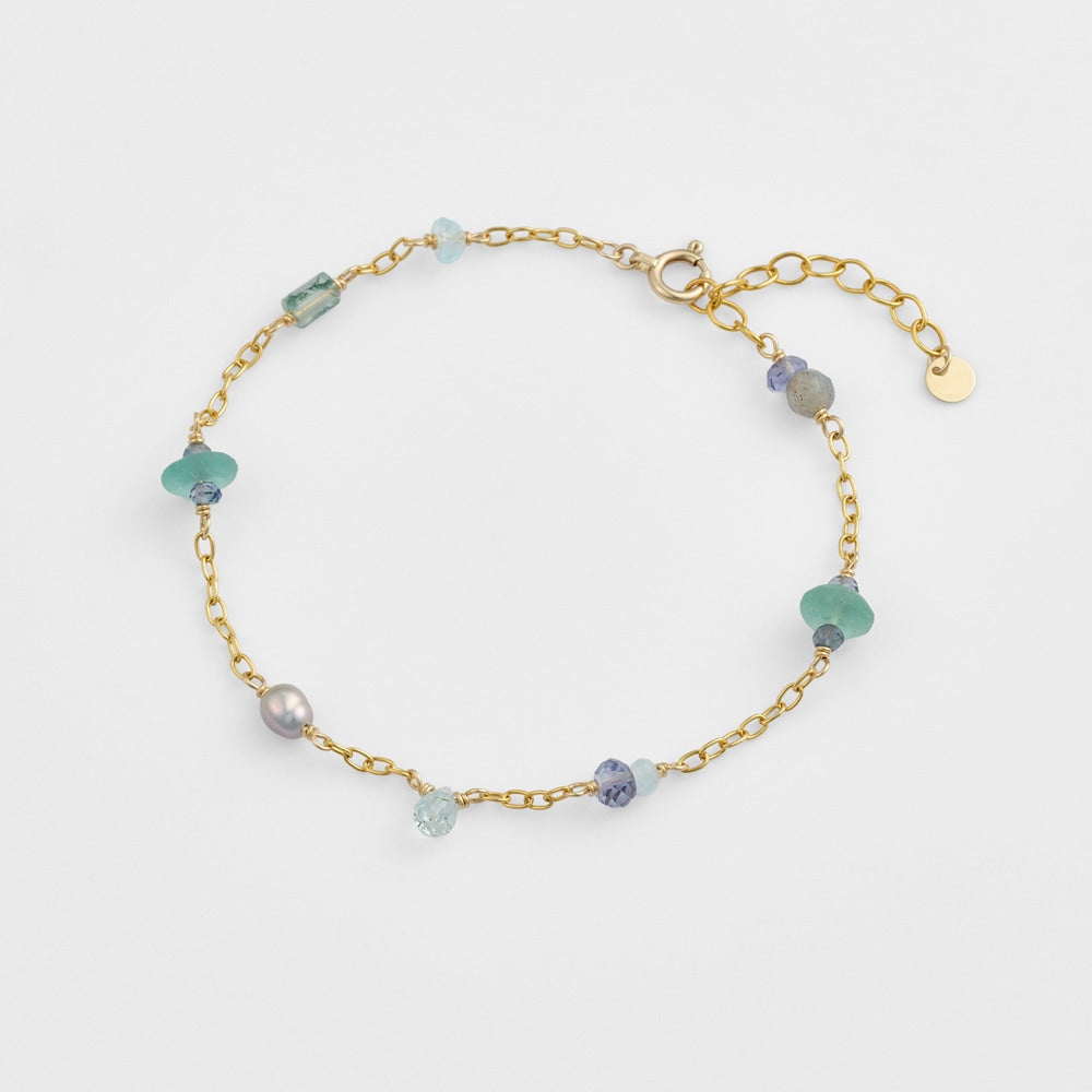 Gold/Freshwater Pearl/Glass/Multi-Stone Bracelet