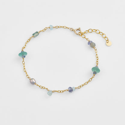 Gold/Freshwater Pearl/Glass/Multi-Stone Bracelet