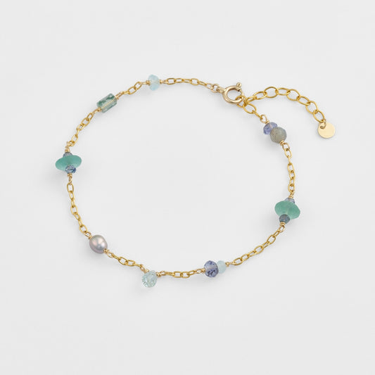 Gold/Freshwater Pearl/Glass/Multi-Stone Bracelet