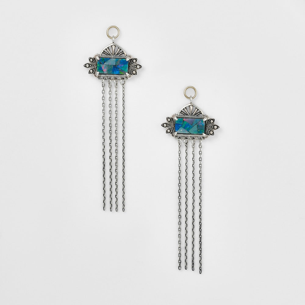 Silver Mosaic Opal Earring Charms