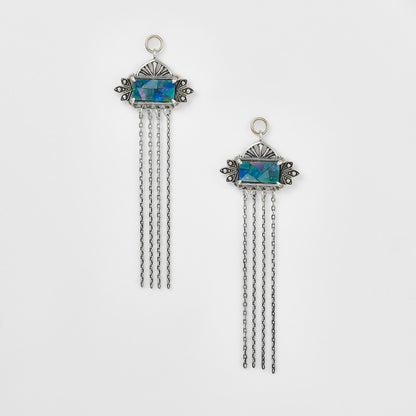 Silver Mosaic Opal Earring Charms