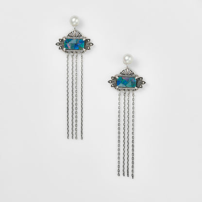 Silver Mosaic Opal Earring Charms