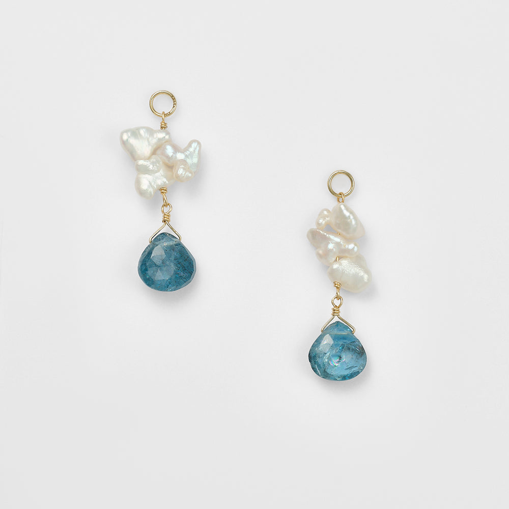 K10 Aquamarine/Freshwater Pearl Earring Charm