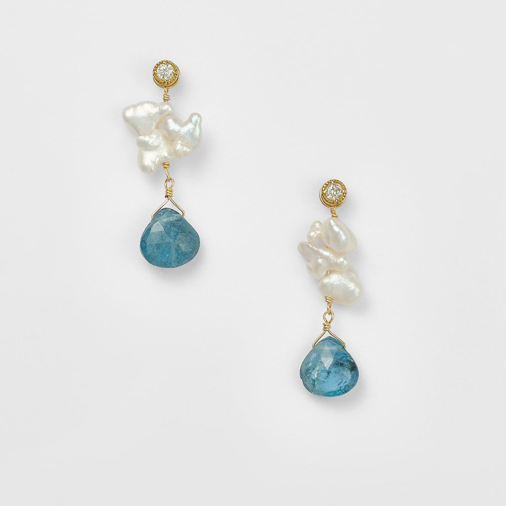 K10 Aquamarine/Freshwater Pearl Earring Charm