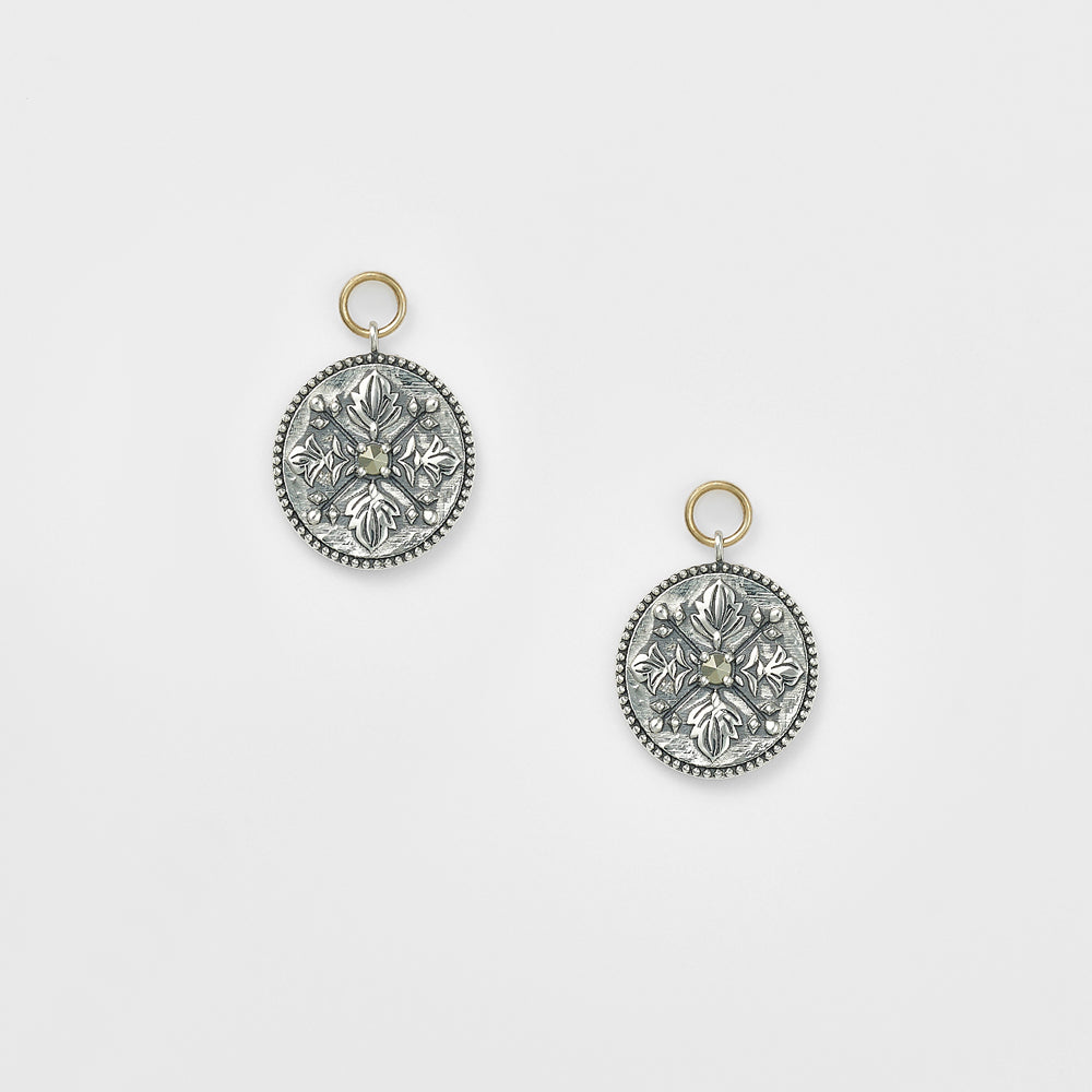 Silver Pyrite Earring Charms