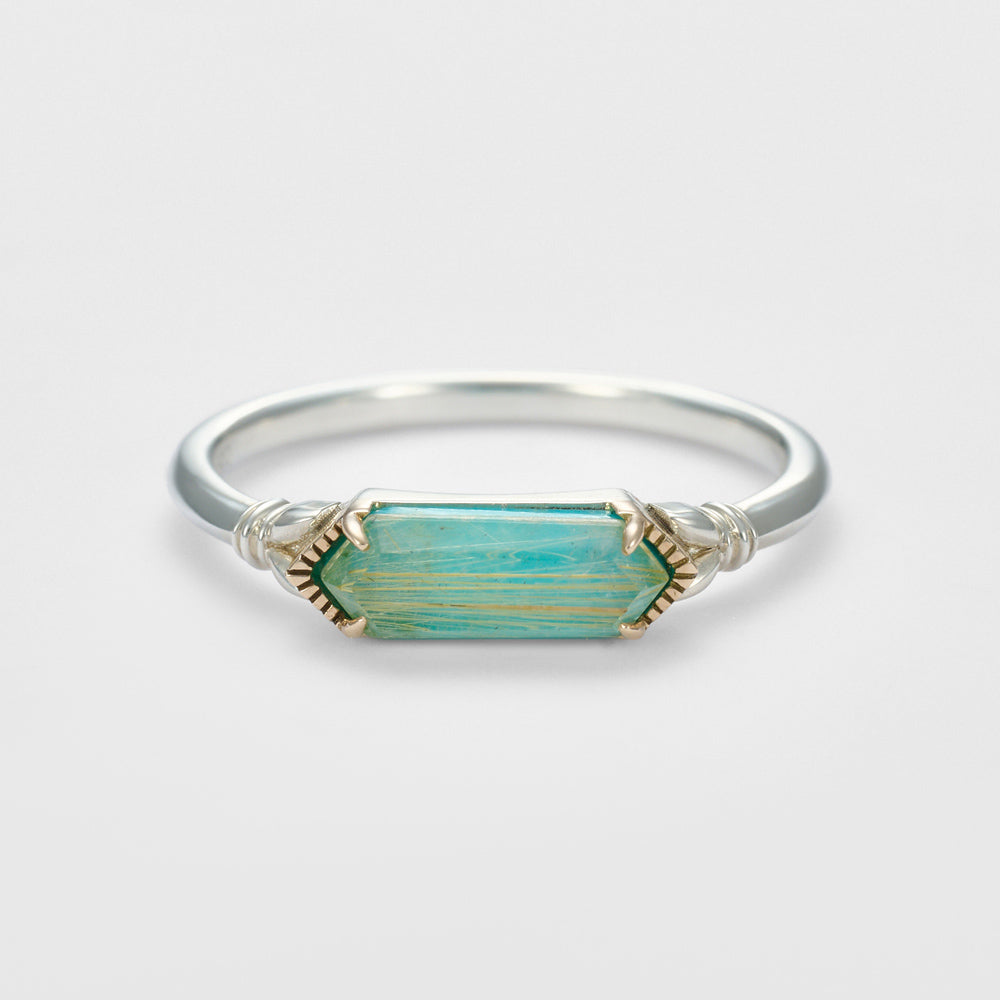 Silver/K10 Quartz Turquoise Ring