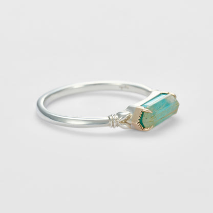 Silver/K10 Quartz Turquoise Ring
