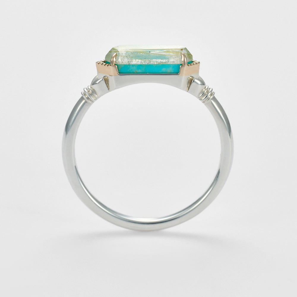 Silver/K10 Quartz Turquoise Ring