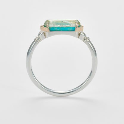 Silver/K10 Quartz Turquoise Ring