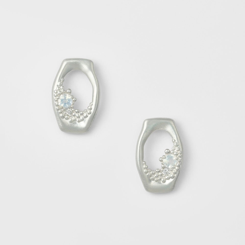 Silver Labradorite/Diamond Earrings