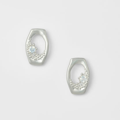 Silver Labradorite/Diamond Earrings