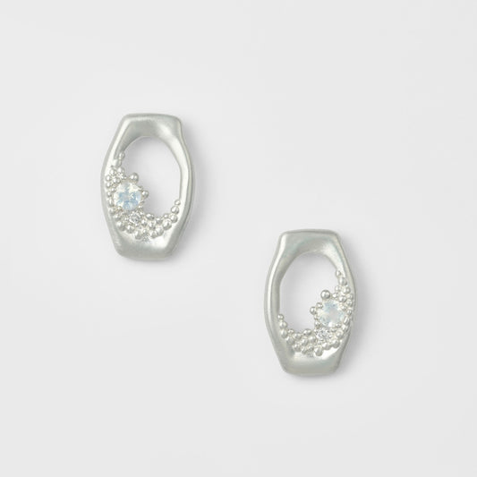 Silver Labradorite/Diamond Earrings