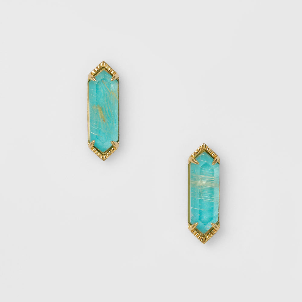 Gold Turquoise/Quartz Earrings
