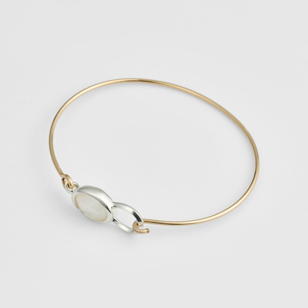 Silver/K14GF Quartz Shell Bangle