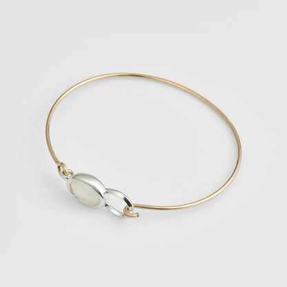Silver/K14GF Quartz Shell Bangle