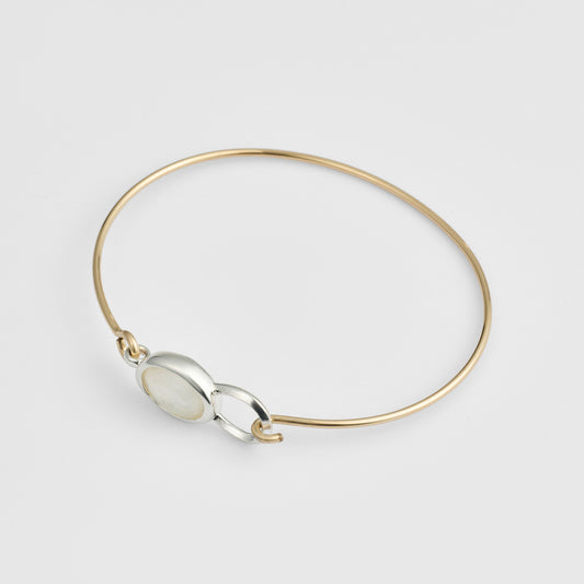 Silver/K14Gf Quartz Shell Bangle