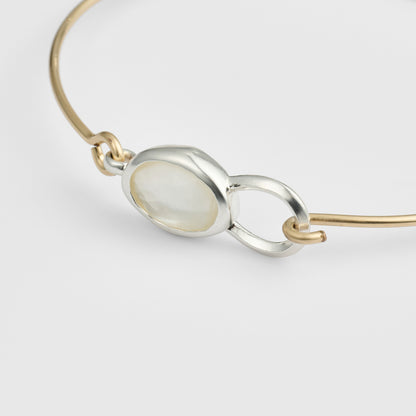 Silver/K14GF Quartz Shell Bangle