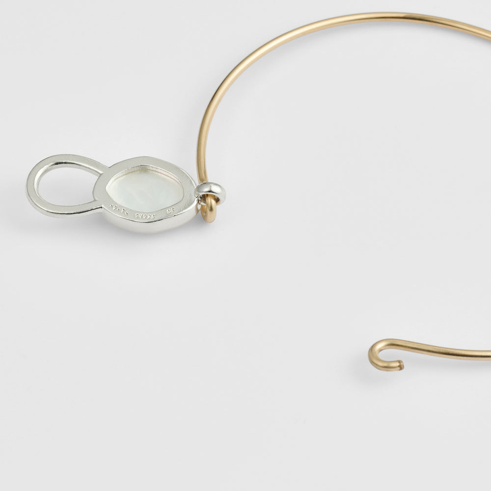 Silver/K14GF Quartz Shell Bangle