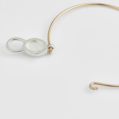 Silver/K14GF Quartz Shell Bangle