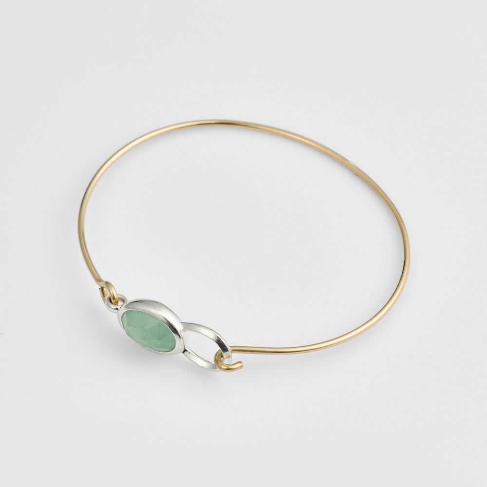 Silver/K14GF Aventurine Bangle