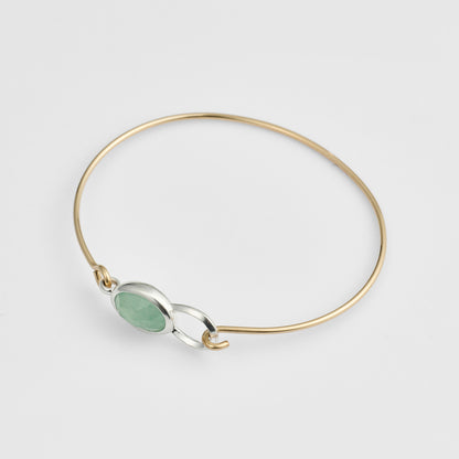 Silver/K14GF Aventurine Bangle