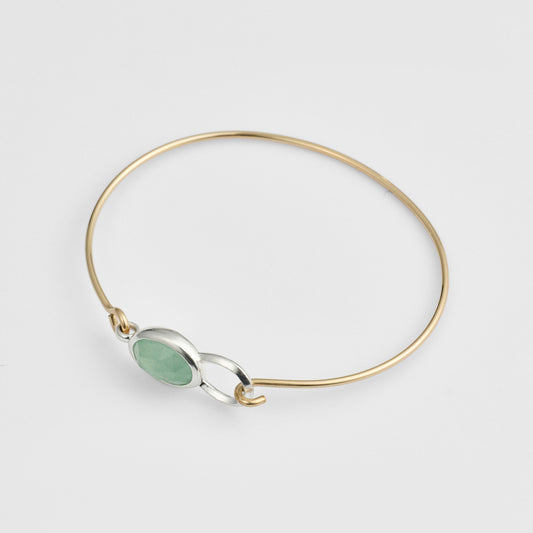 Silver/K14Gf Aventurine Bangle