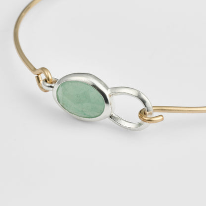 Silver/K14GF Aventurine Bangle