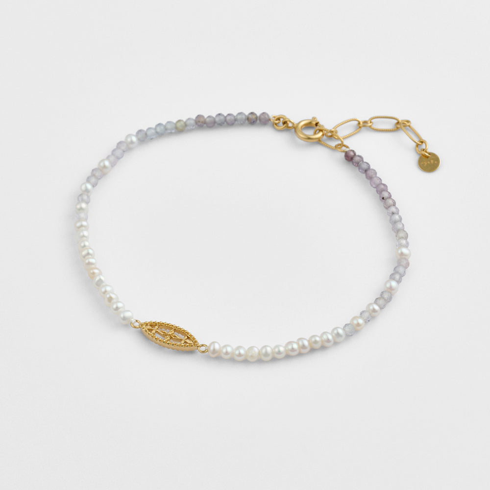 Gold Freshwater Pearl/Spinel Bracelet