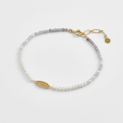Gold Freshwater Pearl/Spinel Bracelet