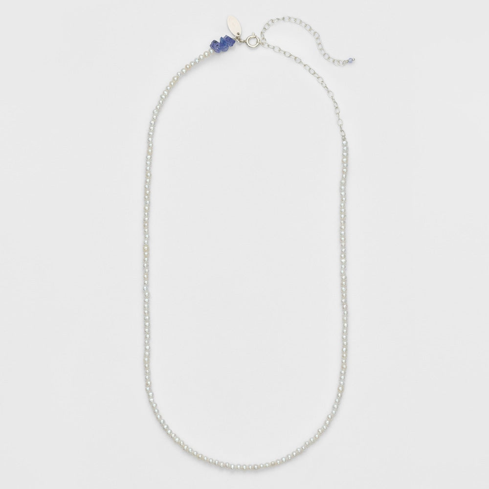 Silver Freshwater Pearl/Tanzanite Necklace