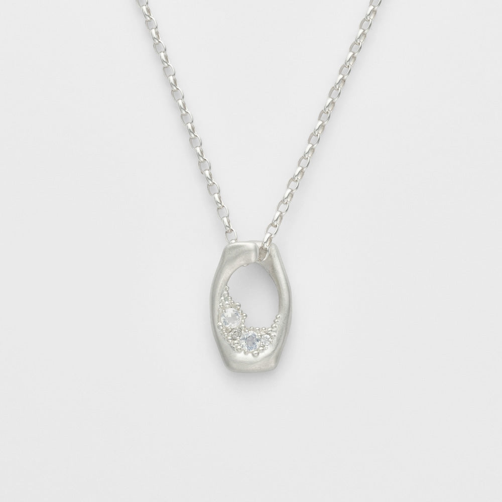Silver Labradorite/Diamond Charm